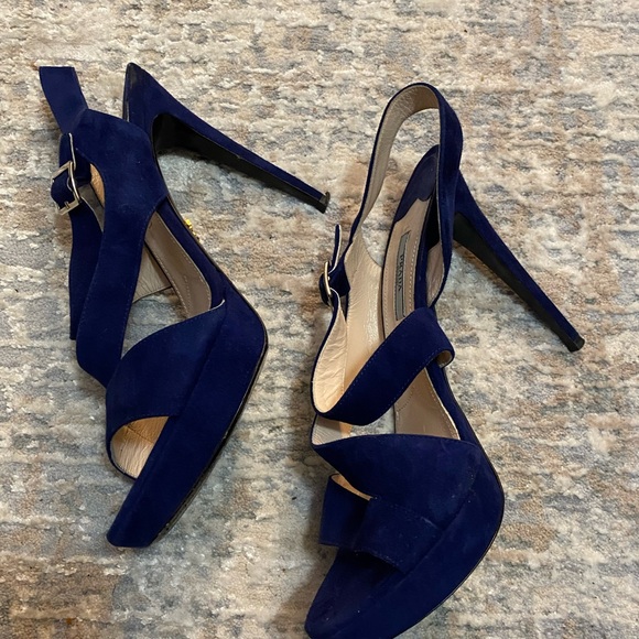 Prada Platform Suede Strappy Sandal | Deep Blue | Size 39.5 EU - Picture 3 of 5